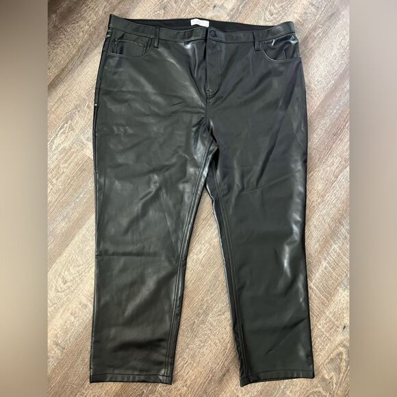 Abercrombie & Fitch Vegan Leather 90s Straight Pants-Size 37/24 - Picture 1 of 6